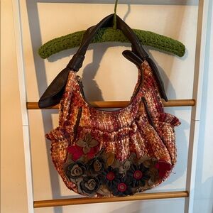 Lockheart Floral Tweed Plaid Floral Shoulder Hobo Bag